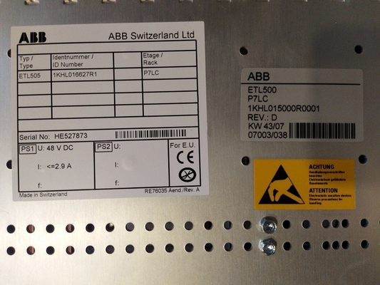 Pièces de rechange 1KHL015000R0001 de PLC de châssis de système de contrôle de P7LC ABB