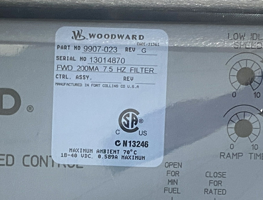 Woodward 9907-023 Contrôle de vitesse d'action avant 4 ̊20 mA ou 1 ̊5 Vdc 2301A -40 à + 158 °F