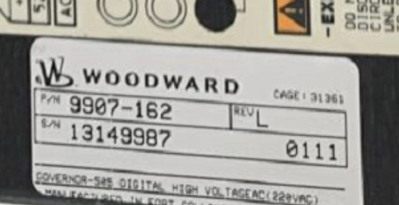 Woodward 9907-162 220 Vac entrée de puissance Gouverneur numérique Turbine de commande +24 Vdc à 1 A