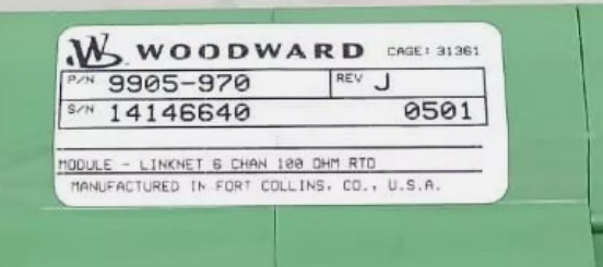 Woodward 9905-970 Module d'entrée à 6 canaux 24 Vdc de -40°C à +85°C En stock