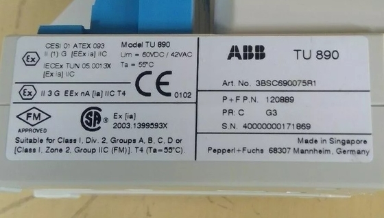 ABB TU890 3BSC690075R1 Unité d'arrêt du module avec interface de sécurité intrinsèque