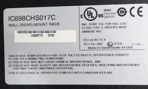 IC698CHS017 GE PACSystems RX7i Racks 17 Slots Front et monture arrière Configuration du processeur et des entrées/sorties