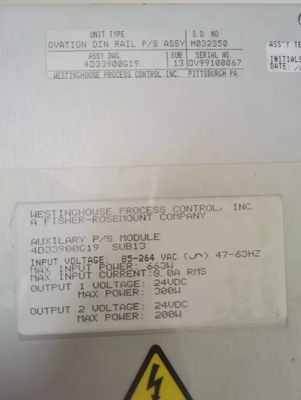 4D33900G19 Westinghouse Ovation alimentation auxiliaire 663W Puissance maximale d'entrée