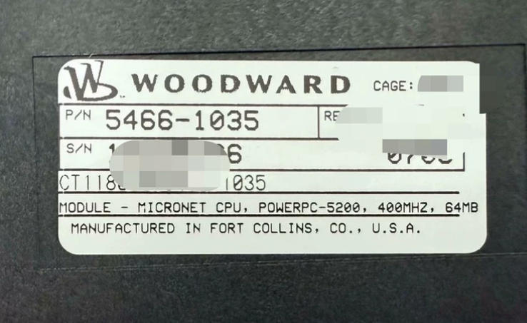 5466-1035 Module de processeur Woodward Micronet avec interfaces de communication multiples et configuration simple ou redondante